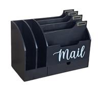 MagiDeal Organiseur de bureau pour courrier, boîte de rangement, porte-lettres en bois, trieur de courrier pour montres, timbres, clés et articles de papeterie, Noir