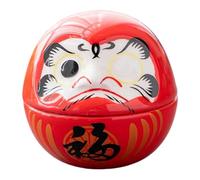 MagiDeal Petite poupée Daruma en céramique, collection de sculptures d'art japonais, figurine miniature créative, décoration Dharma pour les fêtes et le, Rouge