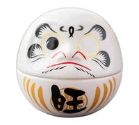 MagiDeal Petite poupée Daruma en céramique, collection de sculptures d'art japonais, figurine miniature créative, décoration Dharma pour les fêtes et le, Blanc