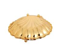 MagiDeal Plateau de Service Décoratif Coquille Plateau Boîte à Bonbons Coupelle Assiette Métal Zinc Alliage Doré Finition Polie Sculpture Striée et Support à, Doré, Grand 35 31 9.5cm