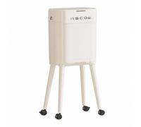 MagiDeal Poubelle de Cuisine à Pieds Roulettes Couvercle Pédale Bac Intérieur Haute à Ouverture Structure à Double Couche Seau Amovible Hygiénique Roues 360, White