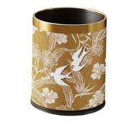 MagiDeal Poubelle double couche recouverte de cuir PU, ouverte sur le dessus, pour salon, salle de bain, salle de bricolage intérieure, or avec Bordure Dorée