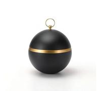 MagiDeal Seau à Glace Football Seau Isotherme Glacière de Table Seau à Champagne Corps Sphérique en Acier Inoxydable 304 avec Couvercle Emboîtable et Pince, Black Gold