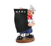 MagiDeal Statue Chef avec Tableau Menu Porte Bouteille Support Vin Sculpture Résine Socle Imitation Bois Motif Menu Relief, Chef avec Tableau Noir, Style Européen
