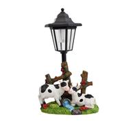MagiDeal Statue de jardin, figurine animale avec lanterne solaire décorative, sculpture en résine, lampe d'extérieur pour jardin, maison, balcon ou, Vache Laitière 32 X 18 X 13.5 Cm