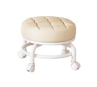 MagiDeal Tabouret de siège à roulettes Bas Rotatif à 360 ° Tabouret de ménage Paresseux Rond Enfants Robuste léger Tabouret Bas à poulie Robuste pour Salons, Plastique, Cuir, éponge，Beige