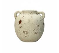 MagiDeal Vase en Céramique Vase Pot Pichet Jarre Texture Relief et Silhouette Stable Esthétique Rustique et Adapté aux Arrangements Simples Salon Buffet, Vintage, Double Oreille