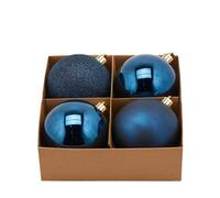 Magie di Natale Boules d'arbre de Noël bleu uni en PVC (4 boules de Ø 10 cm)