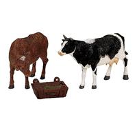 Magie di Natale Décoration Alimentation de vaches et taureaux Lot de 3 pour village de Noël et crèche en résine de 8 cm