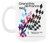 MAGITONE Affiche Vintage Du Grand Prix 1962 Tasse À Café Blanche Tasse À Thé En Céramique White Coffee Mug Ceramic Tea Cup