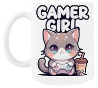 MAGITONE Chat Kawaii Gamer Girl Tasse À Café Blanche Tasse À Thé En Céramique White Coffee Mug Ceramic Tea Cup