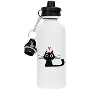 MAGITONE Chat Noir Mignon Avec Un Cœur Bouteille D'eau Blanche En Acier Inoxydable White Coffee Mug Ceramic Tea Cup