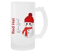 MAGITONE Mignonne Petite Fille Des Neiges Avec Un Chapeau Et Une Écharpe Rouges Tasse À Bière En Verre Avec Poignée Glass Beer Cup Handled Beverage Mug