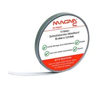 Magna-C® Bande métallique autocollante | Blanc | Idéal pour les figurines et les étagères Tonies® | Base adhésive pour aimants | Flexible et facile à découper | 10m x 15mm x 1,2mm