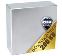 Magnet-Kauf Aimant en néodyme N52 200 kg - Aimants en néodyme extra forts - Super aimants parallélépitre grand - 50 x 50 x 20 mm