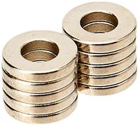 Magnet N42 Magnétisé diamétriquement Pour Les Applications D'Ingénierie, de Fabrication et de Technologie - 6mm O.D. x 3mm I.D. x 1mm D'Épaisseur - Pack de 10