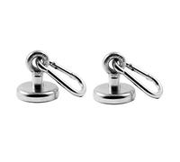 Magnetastico® | 2x Aimants avec œillet en néodyme N35 avec mousqueton | 36mm Ø | Force d’Attraction de 41kg | 2 pièces magnets en néodyme avec base, œillet et mousqueton, très puissant et galvanisé