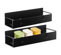 Magnetic Cup Holder, 2 Piece Mug Organizer Shelf, Space Saving with Multi Use Magnetic Design for Rental House, Kitchen, Coffee Machine, Bathroom Organization, Black and White Colored