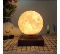 MagneticLand Globe Lune 3D en lévitation MOONFLIGHT Base Bois foncé | Base bois foncé