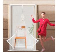 Magnétique Moustiquaire Porte 110 x 288 cm Moustiquere Aimantée Magnetique Rideaux Toile Insect Ecran pour Portes Coulissante Balcon, Double Porte Terrasse, Blanc