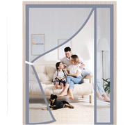 Magnétique Moustiquaire Porte 90x230cm Adsorption Magnétique Rideaux Anti Mouche avec Bandes Magnétiques Fermeture Automatique Installation Facile pour Couloirs Gris