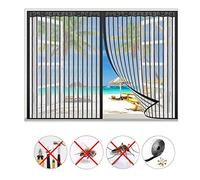 Magnétique Moustiquaire Porte Rideau, Moustiquaire Aimantee, Automatiquement Fermé Moustiquaire Porte Facile, pour Fenêtre/Portes/Patio/Couloirs-Noir 115×115cm(WxH)