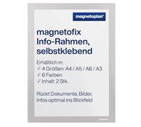 magnetofix Lot de 2 Cadres d'information Autocollants, A5, argentés,