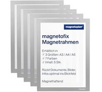 magnetoplan 1130332 Magnetofix Cadre aimanté Lot de 5, A4, argent