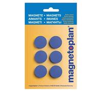 magnetoplan aimants Discofix Hobby sur carte blister, 6 pièces, aimants avec capuchon plastique bleu foncé, rond, avec surface magnétique à revêtement spécial