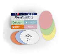 magnetoplan cartes de communication ovales, 19 x 11 cm, cartes vierges en 6 couleurs pastel, 120 g/m², 250 pièces pour travaux de groupe et brainstorming