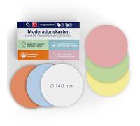 magnetoplan cartes de communication rondes, Ø 14 cm, cartes vierges en 6 couleurs pastel, 120 g/m², 250 pièces pour travaux de groupe et brainstorming