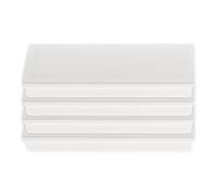 magnetoplan Discofix aimants rectangulaires sur carte blister, 4 pièces, aimants avec capuchon plastique blanc, rectangulaires, avec surface magnétique à revêtement spécial