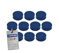 magnetoplan Lot de 10 aimants Ergo - Grand - Ø x H 34 x 12,5 mm - Bleu foncé - Force d'adhérence extrême de 2,0 kg - Pour réfrigérateur, tableau blanc, tableau magnétique