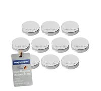 magnetoplan Aimants Ergo M – Lot de 10, Ø30×8 mm, argentés, adhérence 0,7 kg
