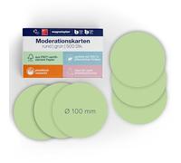 magnetoplan Lot de 500 cartes de présentation, rondes, diamètre : 100 mm, vertes, pour réunions et présentations, certifiées FSC et emballées sans plastique