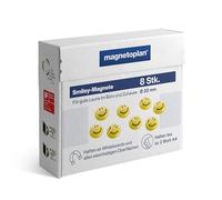 magnetoplan Lot de 8 aimants à smiley, 20 mm de diamètre, jaune et noir
