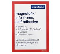 magnetoplan magnetofix cadre d'information, 2 pièces, cadre d'information autocollant avec fermeture magnétique, DIN A4, cadre magnétique rouge pour affiches et documents