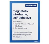 magnetoplan magnetofix cadre d'information, 2 pièces, cadre d'information autocollant avec fermeture magnétique, DIN A4, cadre magnétique bleu pour affiches et documents