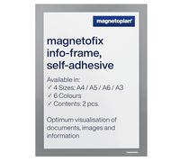 magnetoplan magnetofix cadre d'information, 2 pièces, cadre d'information autocollant avec fermeture magnétique, DIN A4, cadre magnétique gris pour affiches et documents