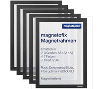 magnetoplan magnetofix Lot de 5 cadres magnétiques magnétiques A4 pour signalisation, cadre magnétique pliable, noir