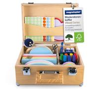 magnetoplan Mallette de présentateur Wood Series - L x H x P : 360 x 270 x 170 mm - Fabriquée en bois de bouleau certifié FSC - Avec 2400 pièces comme des stylos pour tableau blanc + cartes de