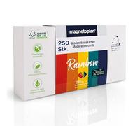 magnetoplan Set de cartes de communication "Rainbow", 20 x 10 cm, cartes vierges dans 5 couleurs de l'arc-en-ciel, 120 g/m², 250 pièces en papier FSC, emballage sans plastique