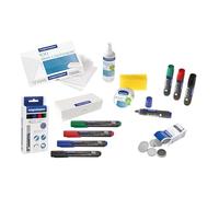 magnetoplan Whiteboard Accessory Set Large, set pratique avec effaceur de tableau magnétique, 100 feuilles de papier buvard, nettoyant pour tableau blanc, 4 marqueurs, 10 aimants et nettoyant