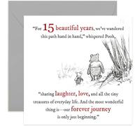 Magnifique carte d'anniversaire de mariage de 15 ans pour mari, épouse, Winnie l'ourson Porcinet avec mots sincères, design sentimental célébrant le mariage, maman, papa, parents, frère, sœur