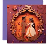 Magnifique carte de félicitations de mariage indienne hindoue asiatique Haldi pour femme, homme, elle, lui, 145 mm, cartes de vœux de mariage pour couples (pas 3D ou pop-up)