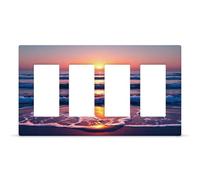 Magnifique couvercle de prise de courant de lever du soleil, plaque murale à 4 interrupteurs cachés, plaque frontale en thermoplastique pour décoration de prise de courant, couverture d'interrupteur
