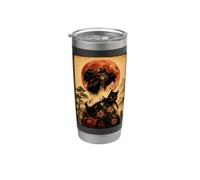 Magnifique geisha tenant un chat noir vintage japonais Gobelet isotherme en acier inoxydable double paroi