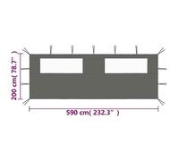 Magnifique Paroi latérale de belvédère avec fenêtres 6x2 m Anthracite - design polyvalent - pour maison - Anthracite 1.1 kg 2026_629