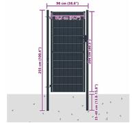 Magnifique Portail de clôture en PVC et acier 100x204 cm anthracite - design polyvalent - pour maison - Anthracite 31.2 kg 2026_8565
