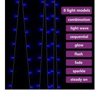 Magnifique Rideaux lumineux à LED 3x3 m 300 LED Bleu 8 fonctions - design polyvalent - pour maison - Bleu 0.35 kg 2026_274735